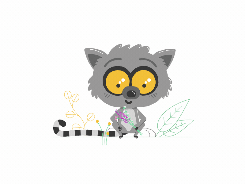 Be Kind animated gif animation bunch of flowers butterfly character character animation flowers gift grandma illustration kindness lemur love mental health mental health awareness mograph