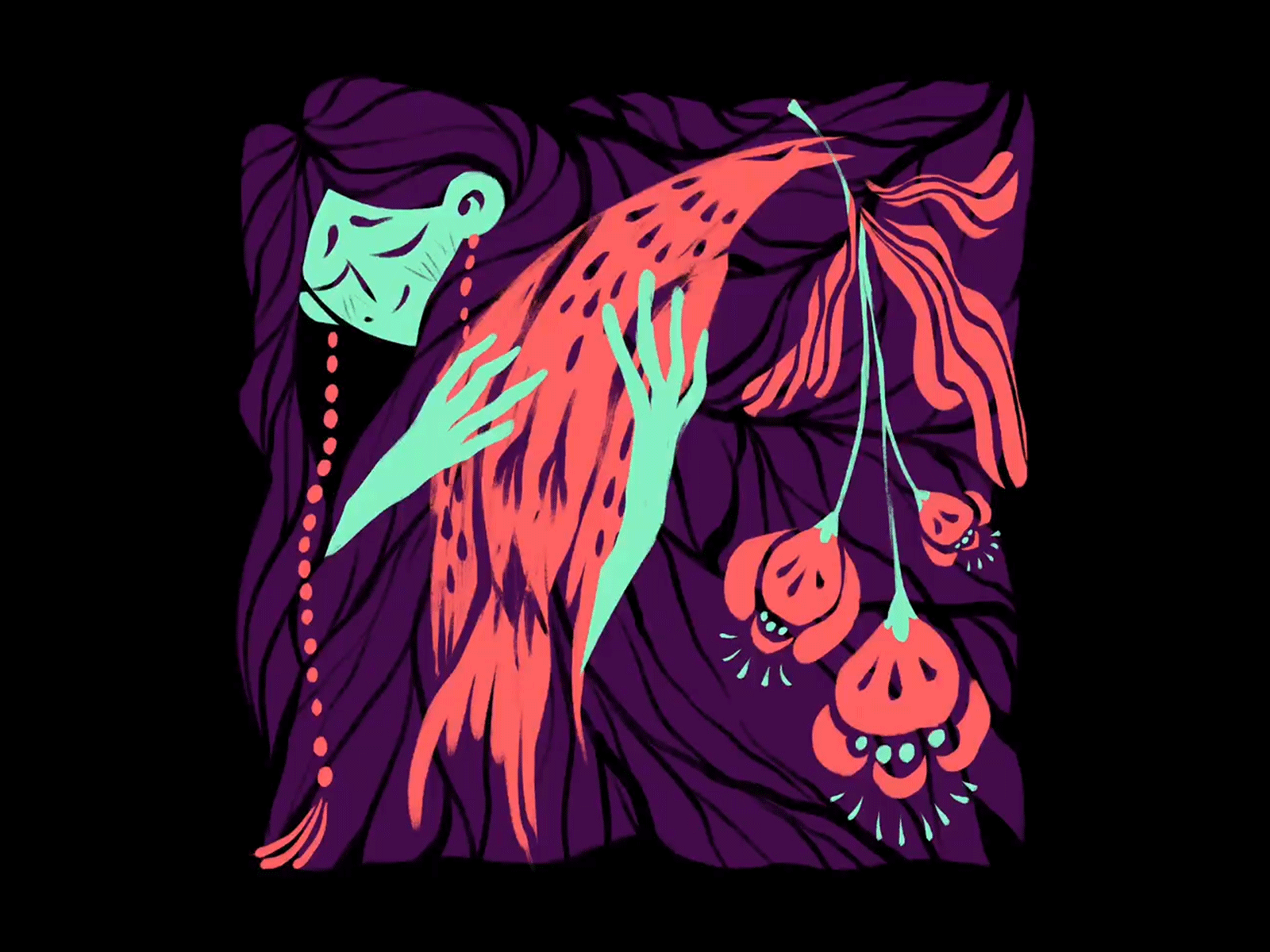 hug animation art bird hug illustration plant procreate