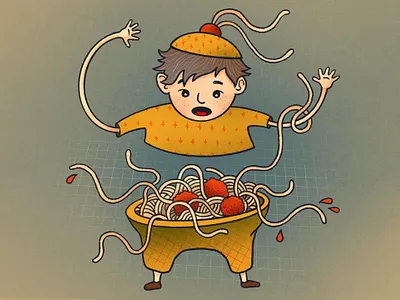 Spaghetti Steve carbs character design illustration illustrations meatballs noodles procreate quarantine spaghetti