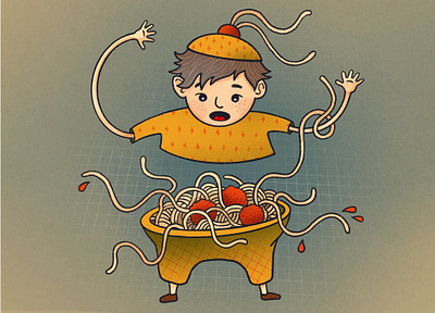 Spaghetti Steve carbs character design illustration illustrations meatballs noodles procreate quarantine spaghetti