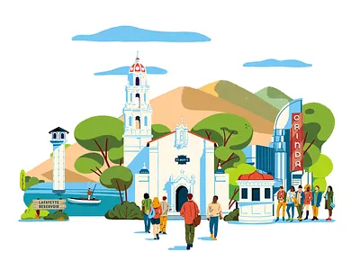 East Bay City ambiant architecture art character city design fagostudio graphicdesign illustration nature plants texture