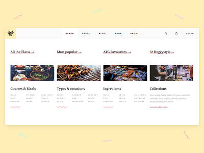 Recipe Website Supermenu blog branding dropdown dropdown menu e commerce ecommerce full screen menu interface magazine menu menu design navigation navigation bar recipe super menu web design website website design website navigation