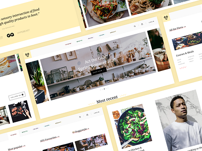 Act the Goat - Recipe & Kitchenware Website blog branding colourful dropdown e commerce ecommerce home page layout menu minimal navigation photography recipe recipes shop shopify slider ui web design website