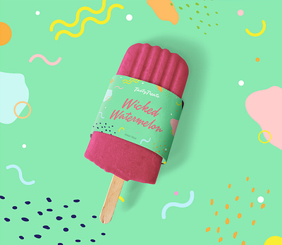 Wicked, Wow, Wonderful Watermelon advertising branding clean color colorful fun green label minimal mockup modern packaging packaging design popsicle red simple vibrant watermelon