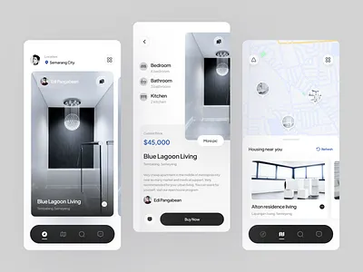 Pondasi - Housing App buy clean ui design figma house housing maps marketplace mobile app real estate track ui ux