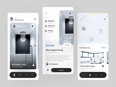 Pondasi - Housing App buy clean ui design figma house housing maps marketplace mobile app real estate track ui ux