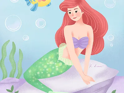Ariel ariel character character design disney disney art disney character disney princess fan art girl illustration illustration little mermaid pastel walt disney