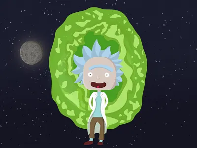 Rick & Morty - Tiny Rick adobe flat design flat illustration illustration illustrator morty portal rick rick and morty rickandmorty space vector