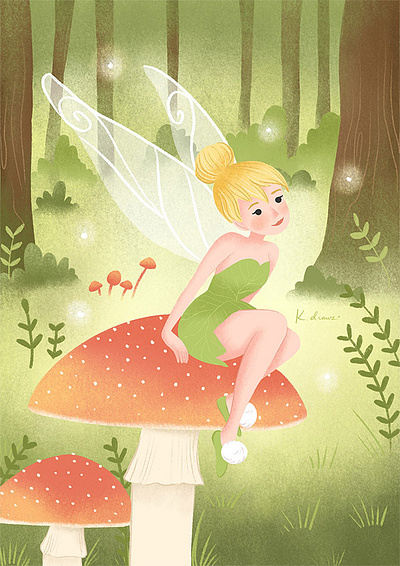 Tinker character character design disney disney art disney character fan art girl illustration illustration pastel peter pan tinkerbell