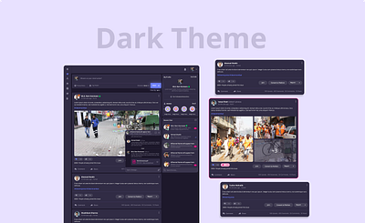 Timeline Screen - Dark Version dark mode dark theme dark ui design facebook flat minimal post timline ui ux web webdesign