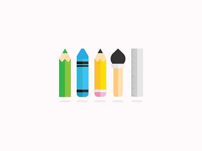 Simple flat illustrations - stationery design flat graphicdesign illustration stationery