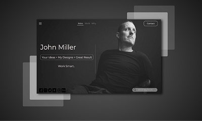 Portfolio_sample attractive black clear dark graphicdesign homepage landing page minimal portfolio page portrait simple slogan xd