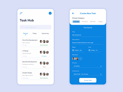 Task Hub - Task Management Mobile App app app design management app managment mobile app mobile app design mobile ui project task task app task list task management task manager ui ux work