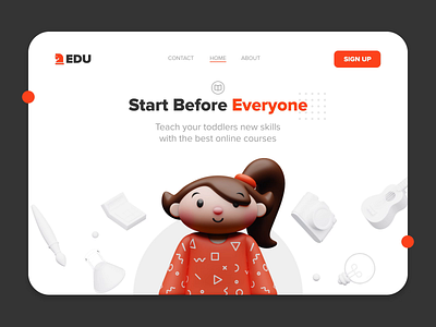 3D Online Classes Landing Page 3d 3d art blender3d cartoon cgi character illustration interaction landing page landing page design motion ui