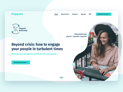 Website Design – Poppulo Bootcamp brand design branding coronavirus covid 19 employee engagement event free event graphic design landing page logo online conference ui design uiux user experience user inteface virtual event web design webinar