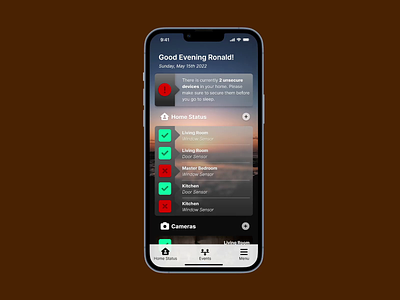 Secure Status Home Monitoring System animation app daily ui design mobile ui ux