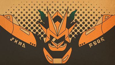 Magnamon anime comic art digimon digital fan art flat design illustrator japanese mecha pop art