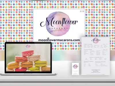 Moonflower Macarons Branding bakery become impressive branding cookies graphic design hand rendered hiremarthalynnlaskie macarons marketing small business smallbusiness typography watercolor websitedesigner womenownedbusiness yonkersagency