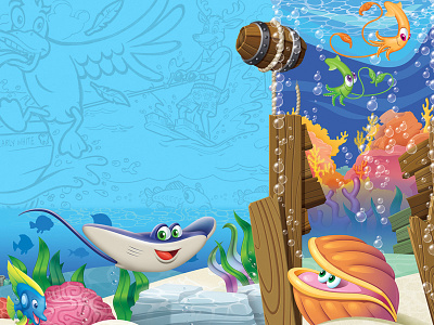 Water Characters animals art cartoon coral deer design drawing duck fish graphic illustration pencils stingray underwater water