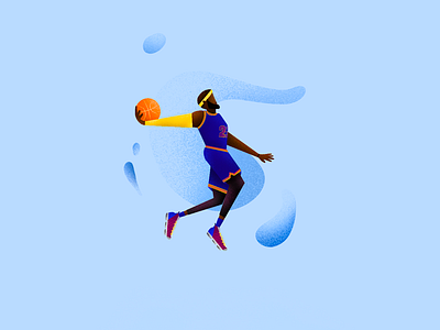 LBJ basketball character design colorful design digital digital art flying iconic illustration jersey lebronjames minimalistic nba organic painting players shapes shoes slamdunk texture