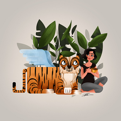 Hey kitty whats up? characterdesign design girl illustraion illustration art smal talk tiger vector