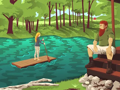 Slow Ya Row art cabin couple creative lake landing ripples row summer vermont