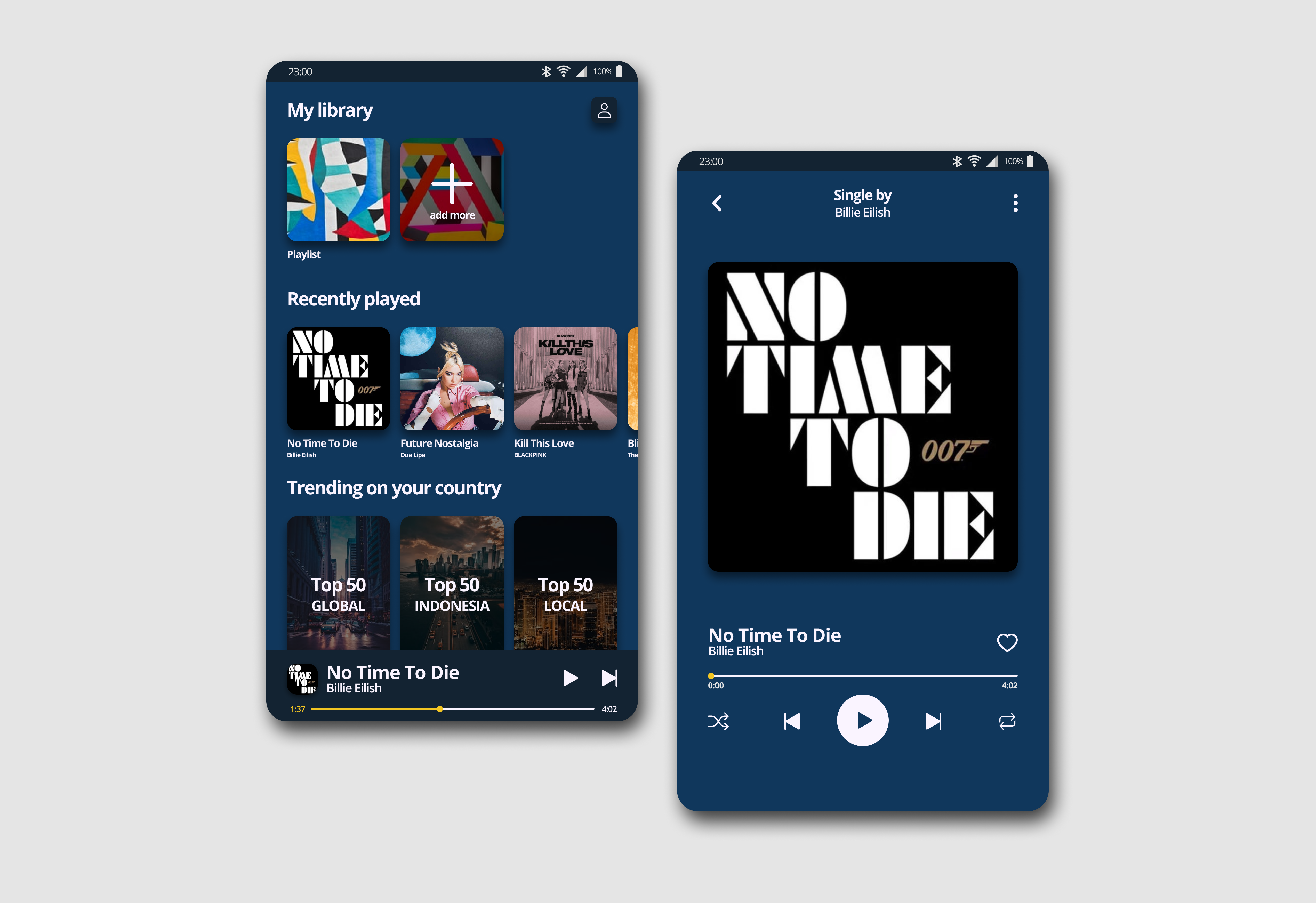 Flat Music Player - Blue design flat minimal music player ui ux