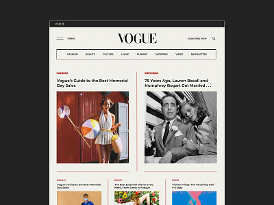 Vogue art clean concept design fashion homepage interface journal landing page magazine news redesign typography ui ux vogue wear web webdesign website