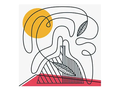 Twisted Plant from Souvenirs From Earth app artwork color blocking flat design graphic design icon illustration lineart logo minimal nature plant poster shape sun ui vector vector illustration