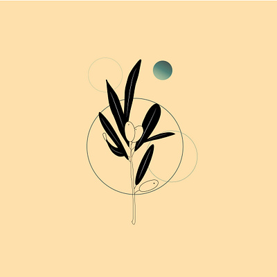 olive tree branch design illustration illustrator minimal vector