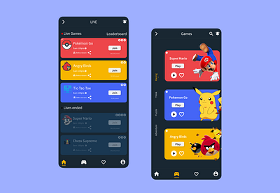 Mobile Game Interface ai contrastcolors darkmode game illustration interface livegaming mobile ui mobileapplication uiuxdesign user experience userinterface vector xd