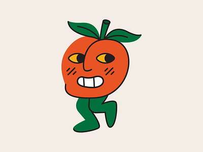 Sus Peach cartoon character design eyes face feet flat fruit graphic design icon illustration leaf logo nature nose peach plant sticker stickers vector