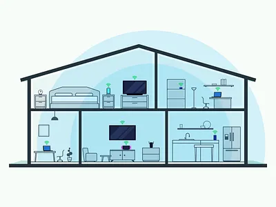 Wifi Range At Home floorplan home house icons illustration illustrator vector wifi wifi range