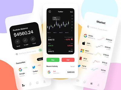 Trading Mobile App bank exchange finance fintech investing investment investment app market marketplace mobile app money stock stock market trade trading trading app ui uiux ux wallet