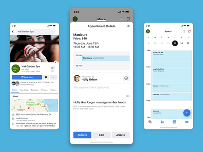Facebook Services appointment booking calendar mobile mobilescreens prototype prototype animation schedule small business tool