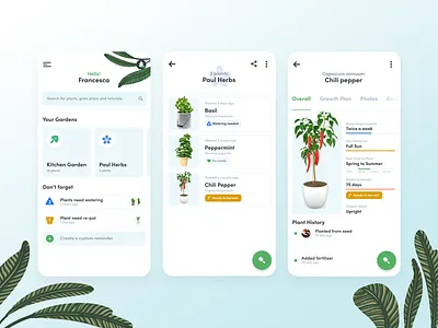 Manage your garden! app design garden project ui ux