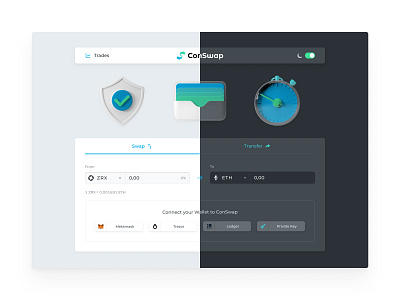 ConSwap Website Design app black black and white crypto crypto exchange cryptocurrency dark app dark mode dark theme dark ui darkmode design figma site ui uiux ux web webapp white