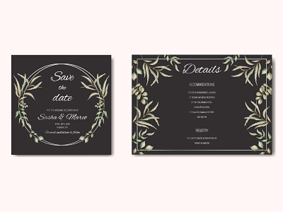 Retro floral wedding invitation on dark background background beauty bouquet card celebrate engagement floral flower frame illustration invitation leaf love mariage savethedate template vintage watercolor wedding wreath