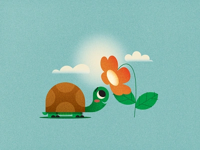 Tortoise and flower children illustration flower illustration tortoise