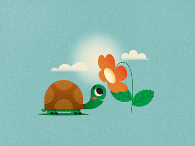 Tortoise and flower children illustration flower illustration tortoise