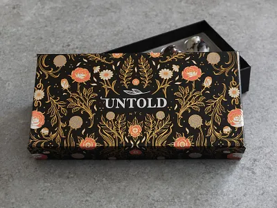 Untold Packaging botanical art botanical illustration botanical pattern botanicals chocolate chocolate packaging dessert packaging gold gold foil graphic design illustration linework packaging packaging design packaging illustration vector art