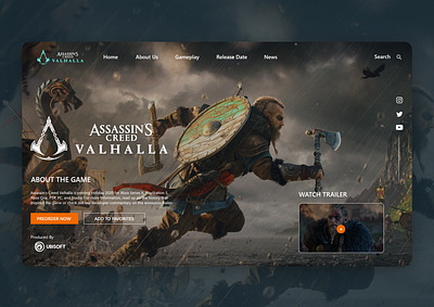 Assassin's Creed Upcoming Game Landing page design! adobe xd appdesign branding game design landing page photoshop ui ui design uiux ux