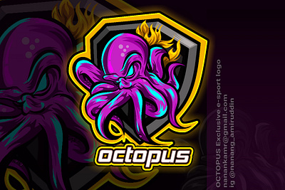 e-sport logo OCTOPUS design esport esport logo esportlogo esports esports logo game game design gaming illustration logo logo design logodesign octopus squad squid tshirt design tshirtdesign vector