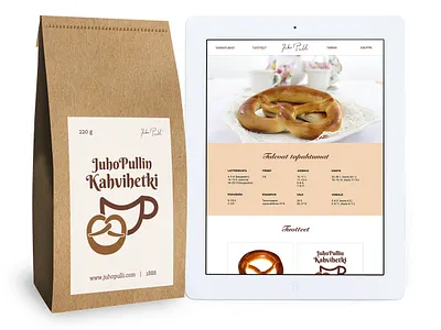 Logo, packaging and web design for JuhoPulli coffee coffee graphic design logo packaging pretzels web design