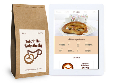 Logo, packaging and web design for JuhoPulli coffee coffee graphic design logo packaging pretzels web design