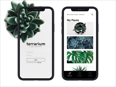 Terrarium Plant App app design clean green house plants interaction design interface mobile plant care plants succulents ui user experience ux uxdesign