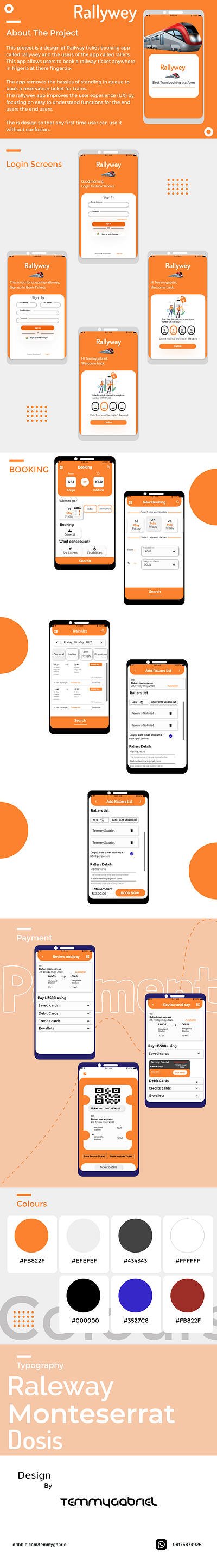 A Nigerian Railway ticket booking app platform named Rallywey. app design app ui app ui design app ui ux booking app booking system mobile app design mobile app ui design mobile application mobile apps railway ticket app ticket booking ui design