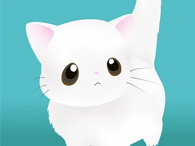 white cat animal illustration