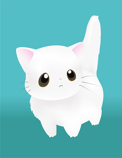 white cat animal illustration