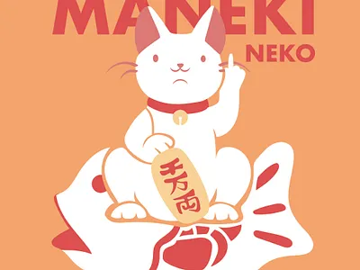 Maneki Neko art cat design flat girl girl character girl illustration girls illustration illustrator japan japanese manekineko minimal vector